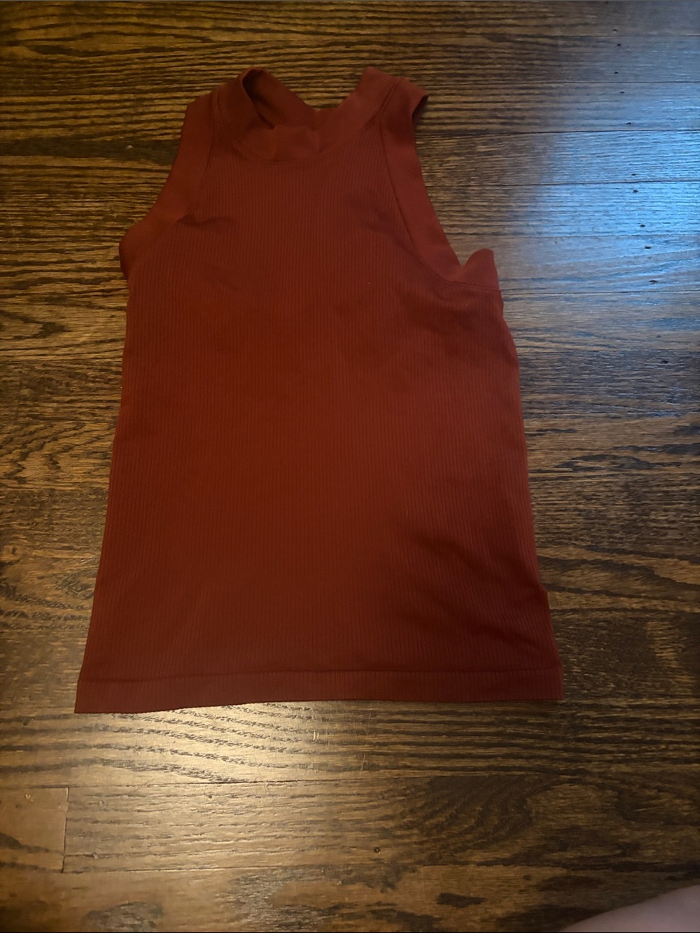Athleta Ribbed Mock Neck Tank Top - Rust Red